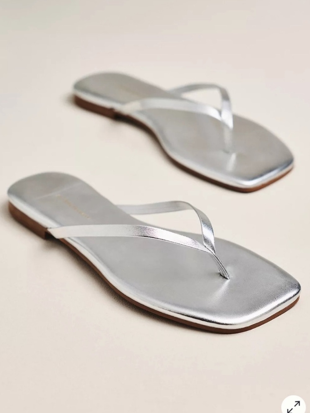 Anthropologie Square Toe Flip Flops
In silver